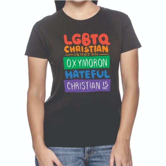 LGBTQ CHRISTIAN WOMEN T-SHIRT *  BEAUTIFUL CHRISTIAN LOVE T-SHIRT - Picture 5 of 6